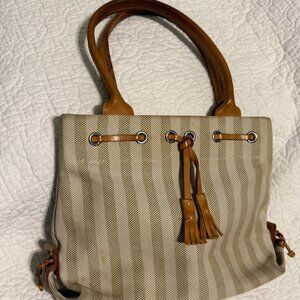 Vintage Dooney & Bourke Striped Tassel Tote